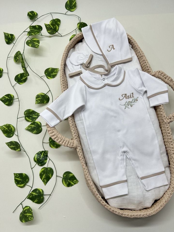 Nakışlı Özel Tasarım Tulum Eldiven Ve Bone Şapka 3'lü Set