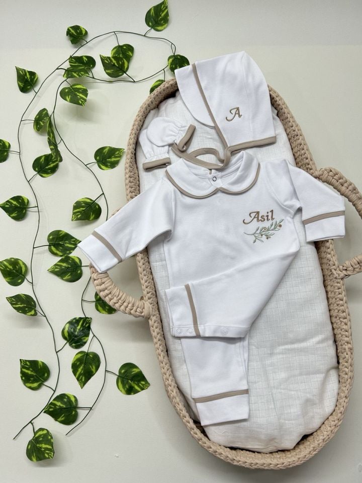 Nakışlı Özel Tasarım Tulum Eldiven Ve Bone Şapka 3'lü Set