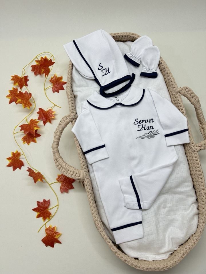 Nakışlı Özel Tasarım Tulum Eldiven Ve Bone Şapka 3'lü Set