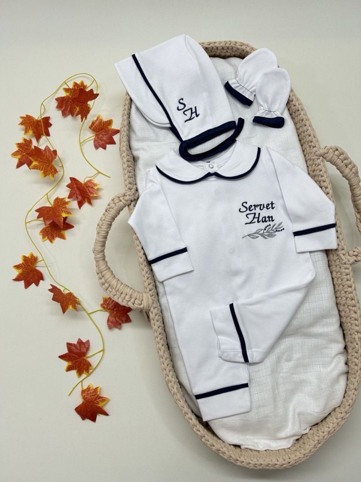 Nakışlı Özel Tasarım Tulum Eldiven Ve Bone Şapka 3'lü Set