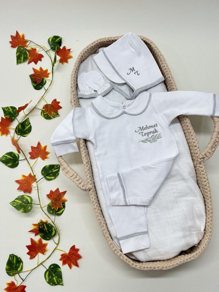 Nakışlı Özel Tasarım Tulum Eldiven Ve Bone Şapka 3'lü Set