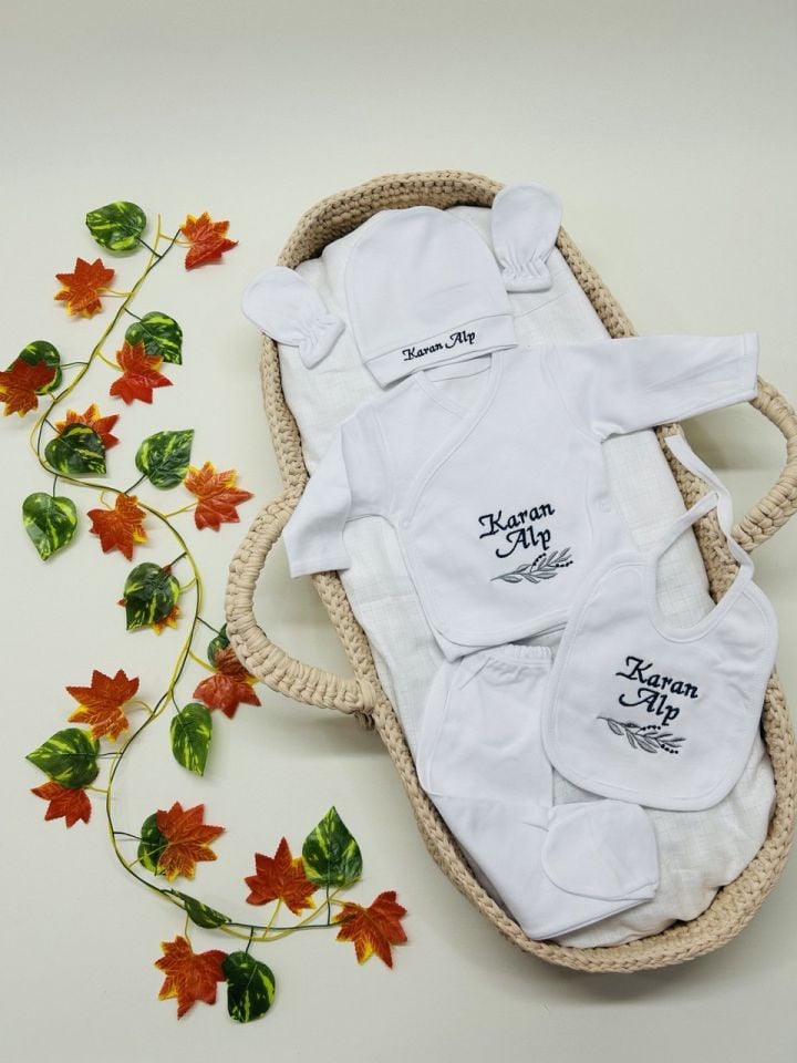 Nakış İşleme Özel Tasarım 5 Parça Hastane Çıkış Seti