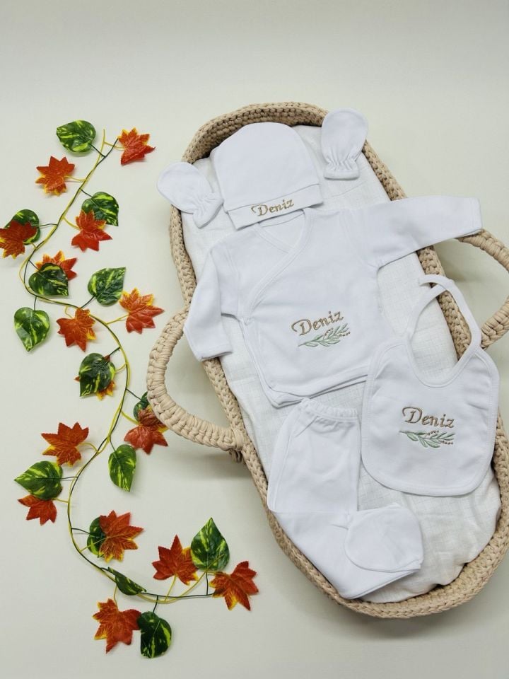 Nakış İşleme Özel Tasarım 5 Parça Hastane Çıkış Seti