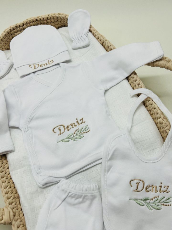 Nakış İşleme Özel Tasarım 5 Parça Hastane Çıkış Seti