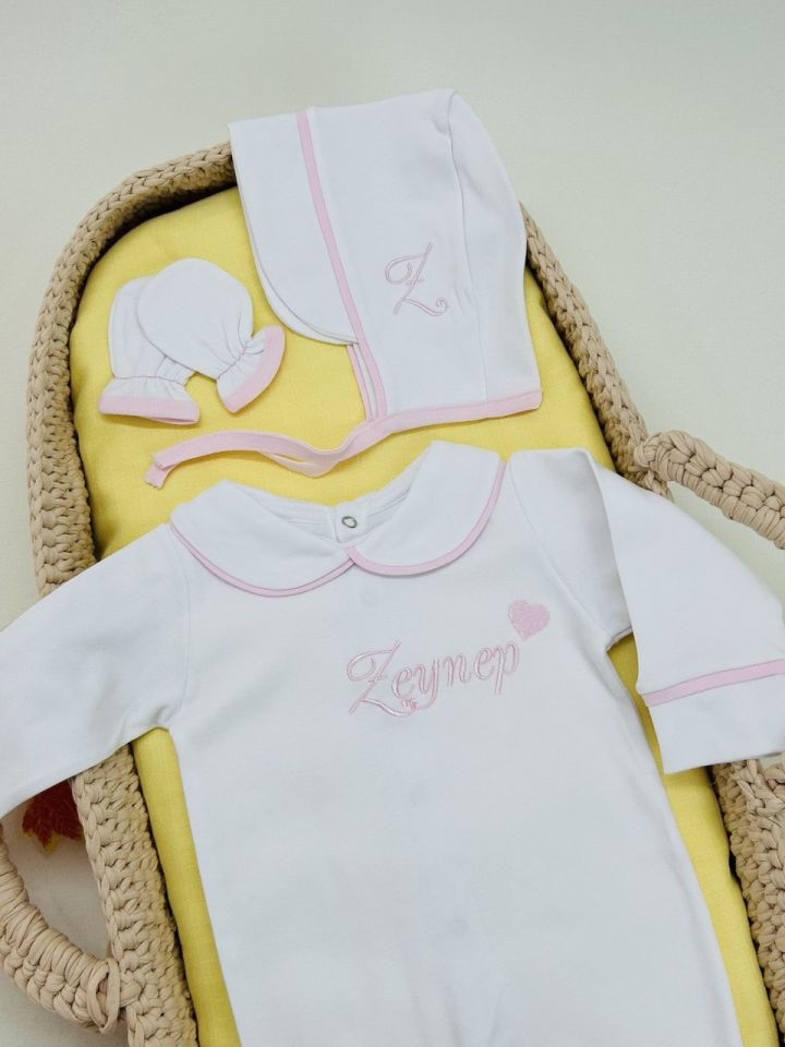 Nakışlı Özel Tasarım Tulum Eldiven Ve Bone Şapka 3'lü Set