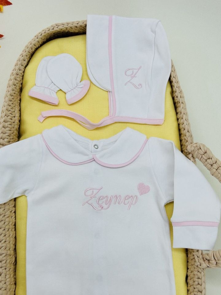 Nakışlı Özel Tasarım Tulum Eldiven Ve Bone Şapka 3'lü Set