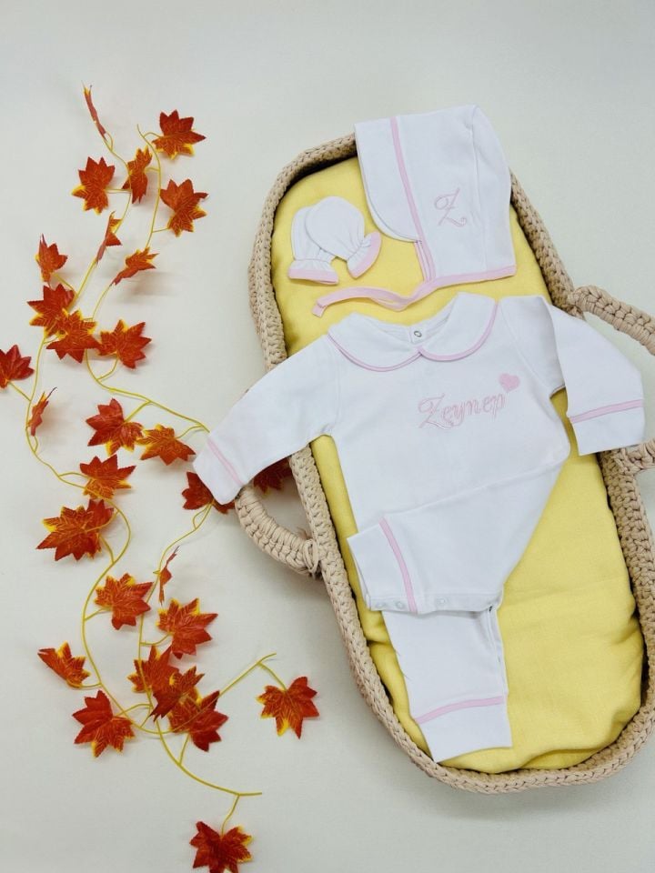 Nakışlı Özel Tasarım Tulum Eldiven Ve Bone Şapka 3'lü Set