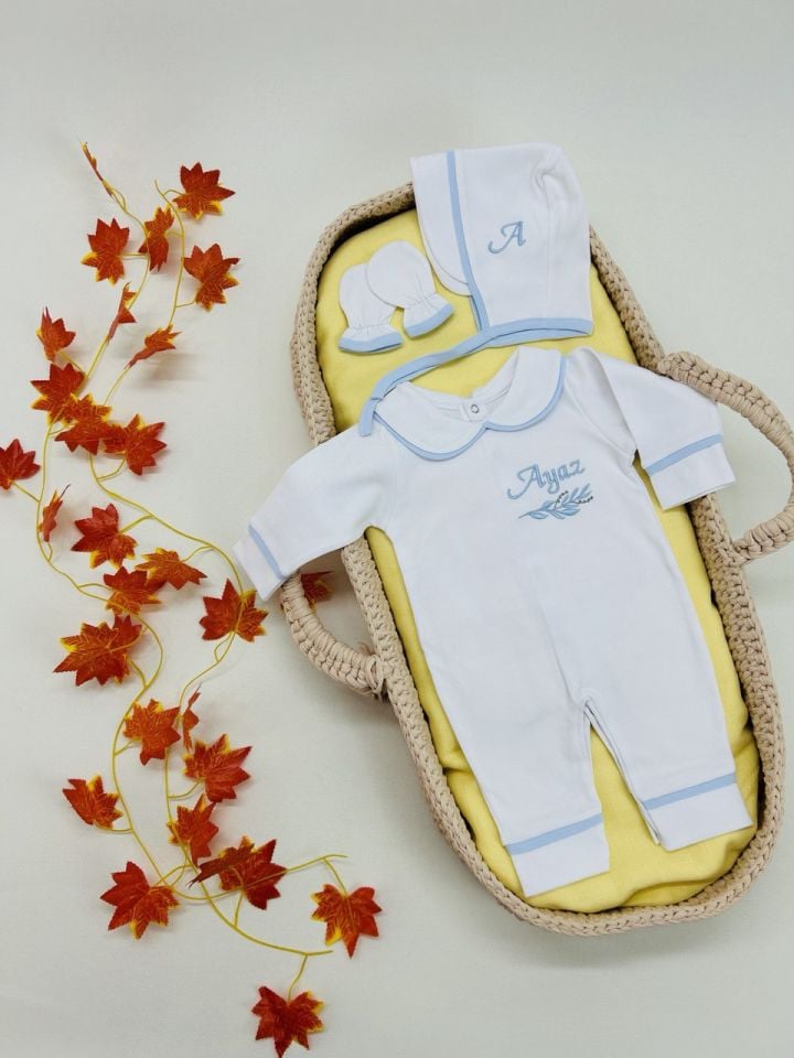 Nakışlı Özel Tasarım Tulum Eldiven Ve Bone Şapka 3'lü Set