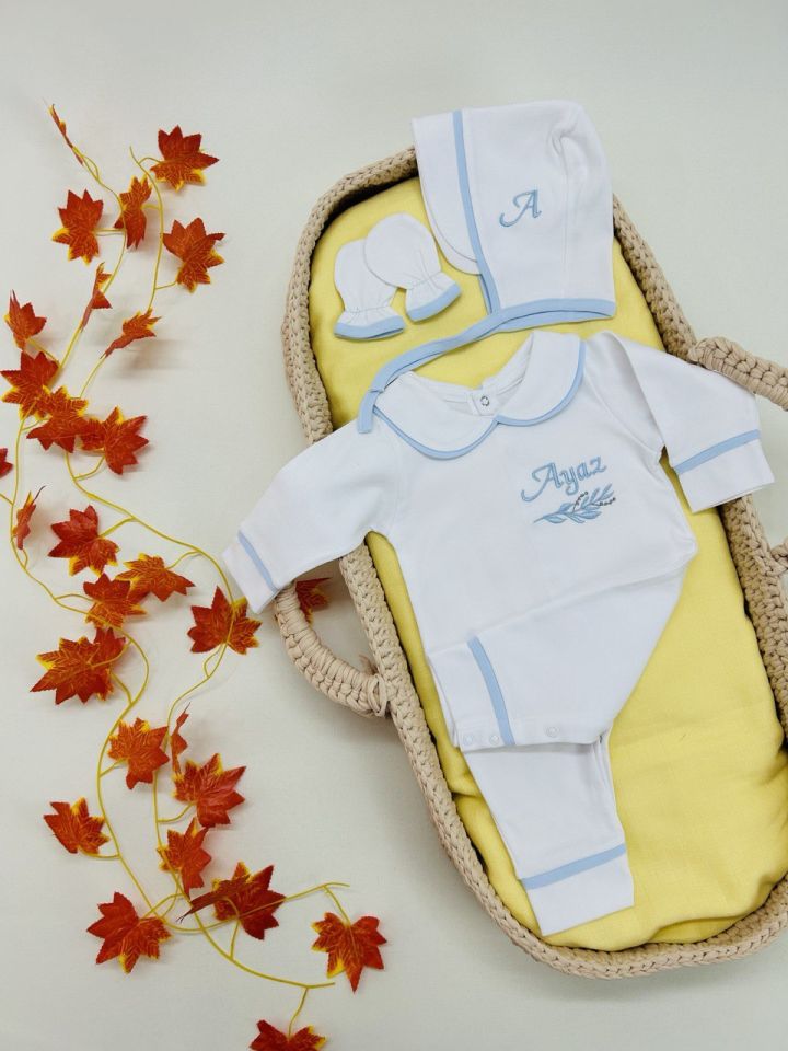 Nakışlı Özel Tasarım Tulum Eldiven Ve Bone Şapka 3'lü Set