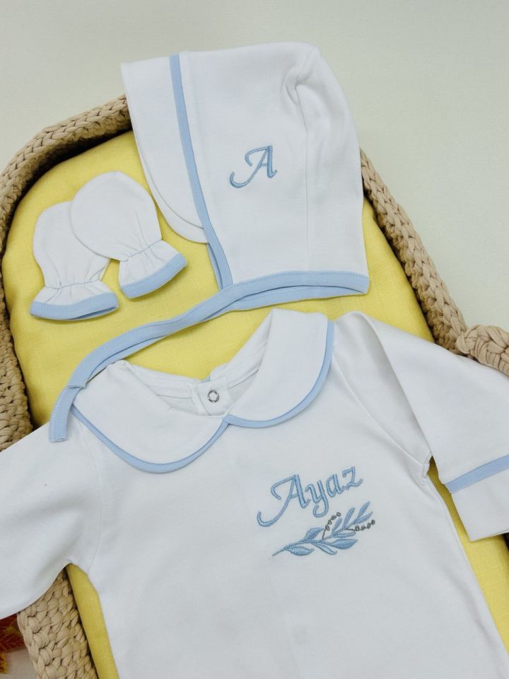 Nakışlı Özel Tasarım Tulum Eldiven Ve Bone Şapka 3'lü Set