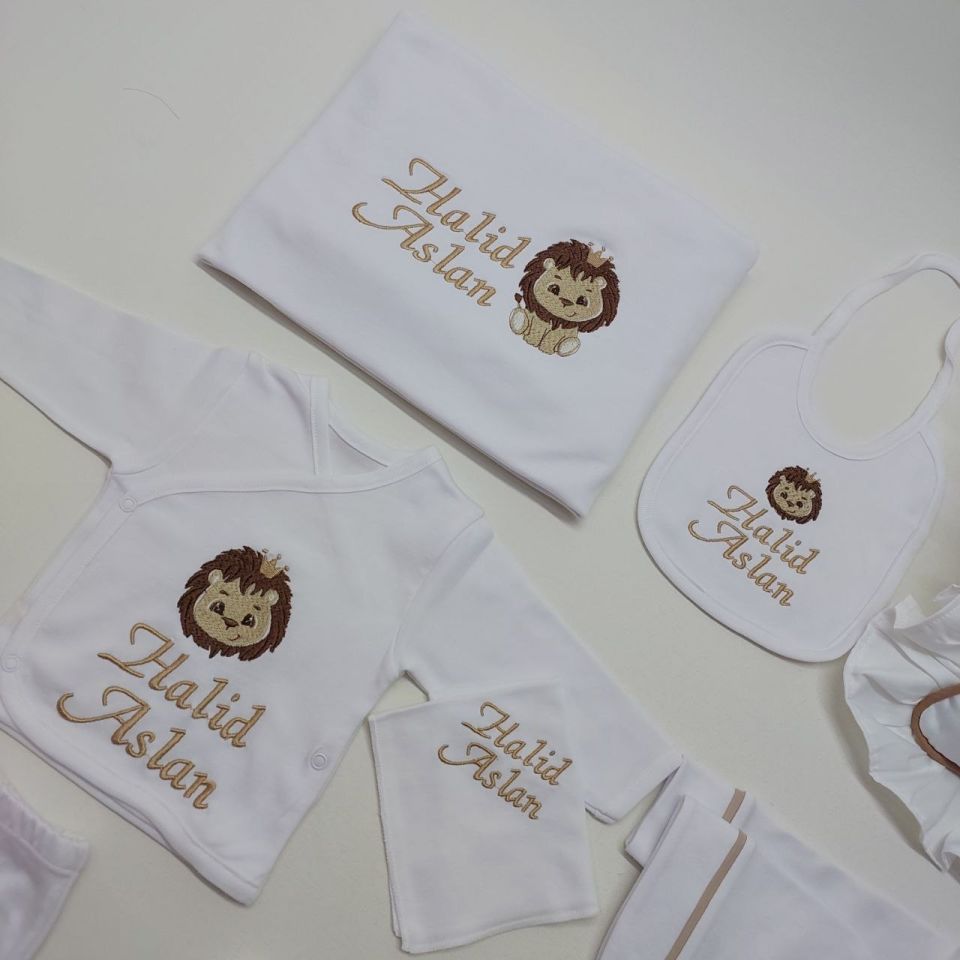 Aslan Desen Nakışlı Hastane Çıkış Seti