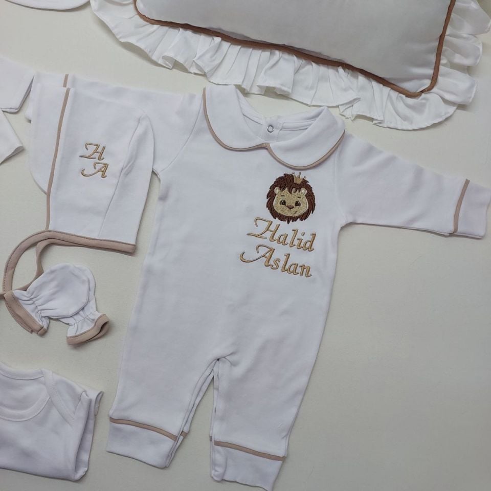 Aslan Desen Nakışlı Hastane Çıkış Seti