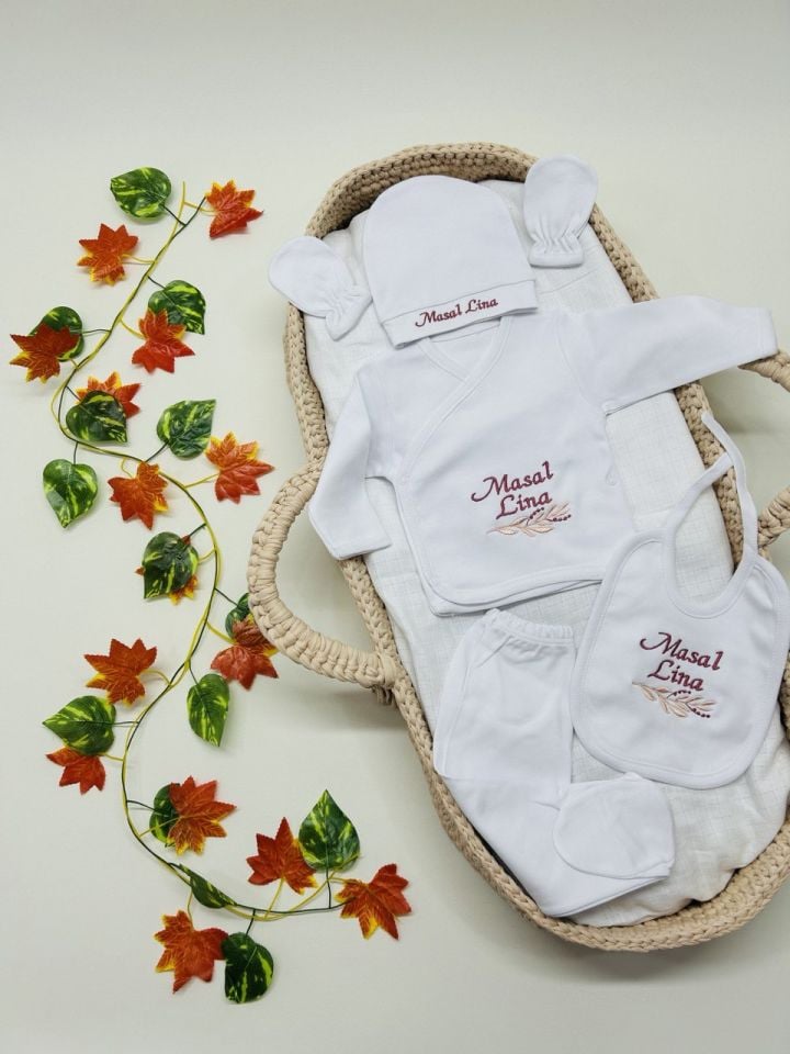 Nakış İşleme Özel Tasarım 5 Parça Hastane Çıkış Seti