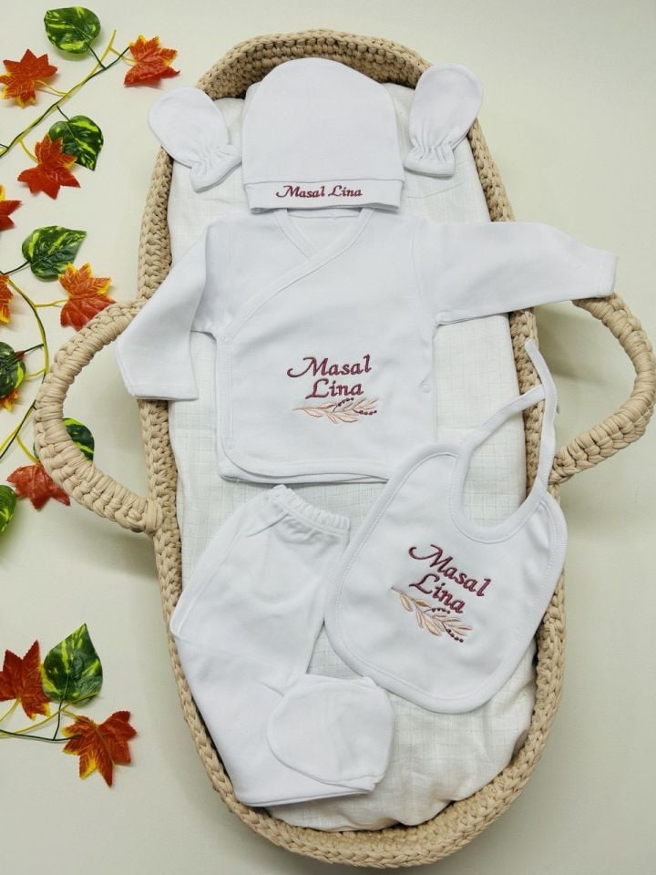 Nakış İşleme Özel Tasarım 5 Parça Hastane Çıkış Seti