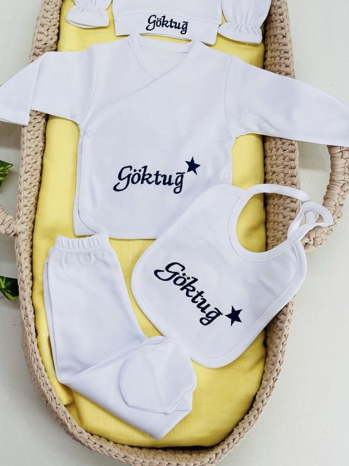 Nakış İşleme Özel Tasarım 5 Parça Hastane Çıkış Seti