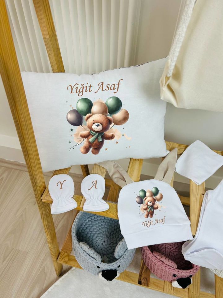 12 Parça Baskılı Balonlu Ayı Desenli Hastane Çıkış Set