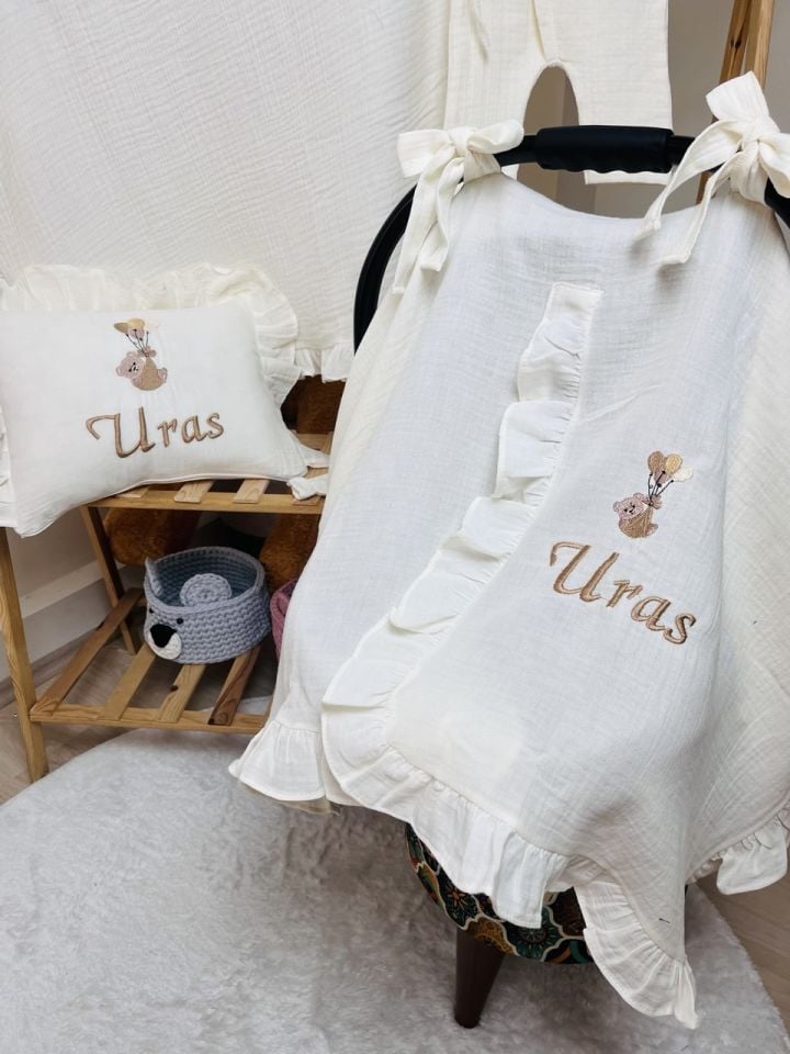 İsme Özel Nakış İşlemeli 4katlı Müslin Hastane Çıkışı