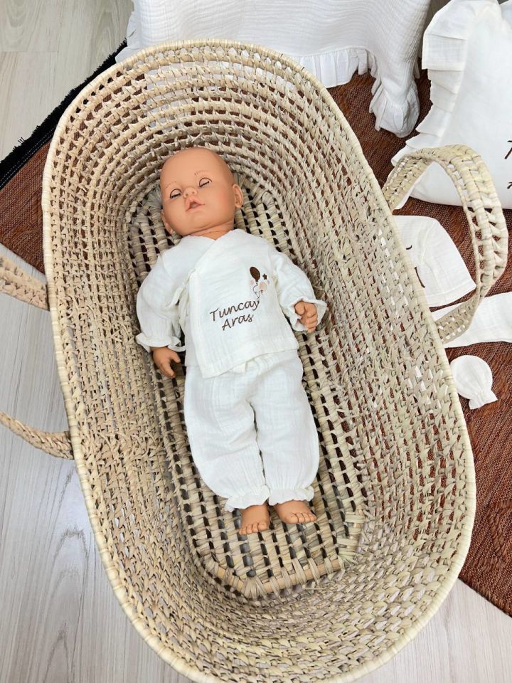 İsme Özel Nakış İşlemeli 4katlı Müslin Hastane ÇıkışI