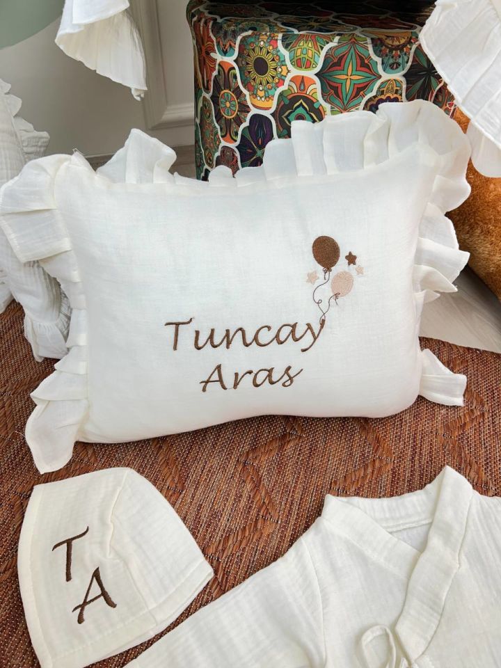 İsme Özel Nakış İşlemeli 4katlı Müslin Hastane ÇıkışI