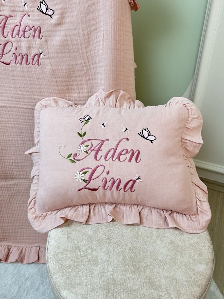 4 Katlı Müslin Battaniye ve Takı Yastığı Kılıfı