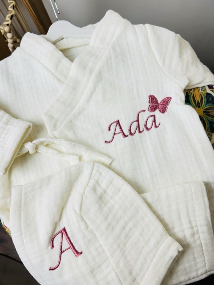 İsme Özel Nakış İşlemeli 4katlı Müslin Hastane Çıkışı