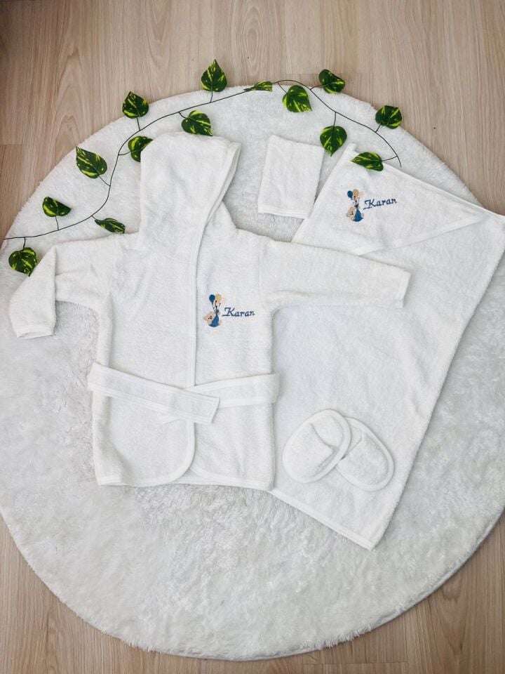 Avantajlı Tam Set 4katlı Müslin Hastane Çıkışı Ve Bornoz Takımı