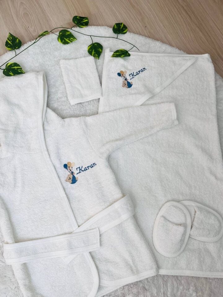 Avantajlı Tam Set 4katlı Müslin Hastane Çıkışı Ve Bornoz Takımı