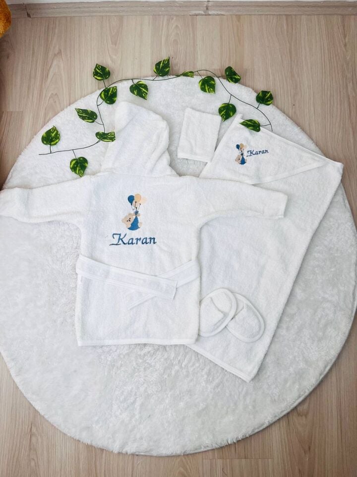 Avantajlı Tam Set 4katlı Müslin Hastane Çıkışı Ve Bornoz Takımı