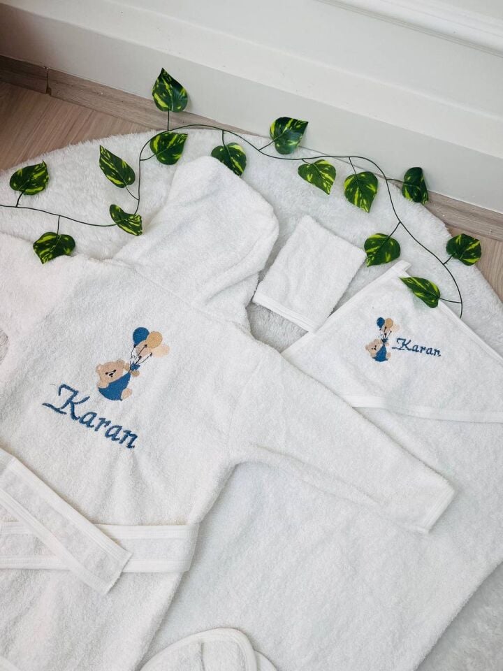 Avantajlı Tam Set 4katlı Müslin Hastane Çıkışı Ve Bornoz Takımı