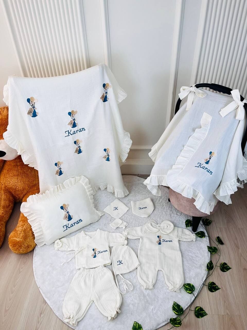 Avantajlı Tam Set 4katlı Müslin Hastane Çıkışı Ve Bornoz Takımı