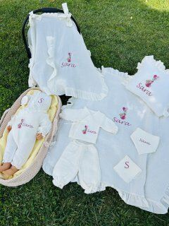 İsme Özel Nakış İşlemeli 4katlı Müslin Hastane Çıkışı