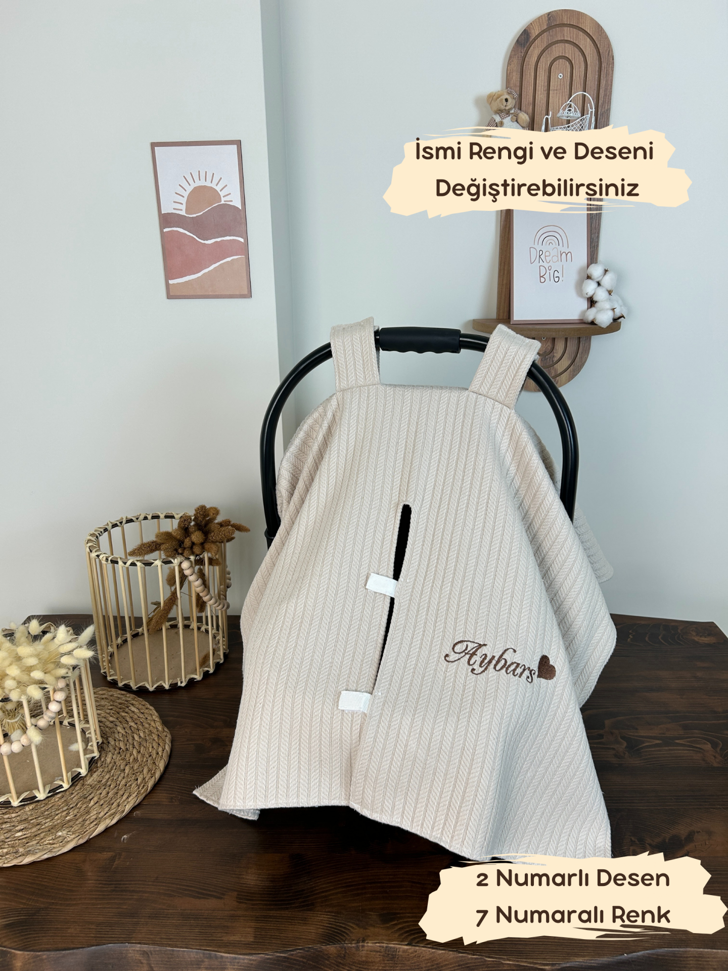 İsimli Puset Örtüsü Nakış İşlemeli %100 Pamuk Örgü Pike Kumaş