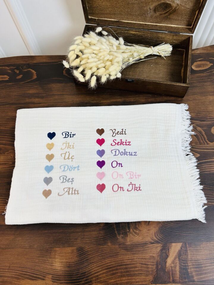 Nakışlı İsimli Örgü Desen Bebek Pikesi %100 Pamuk Bebek Battaniyesi