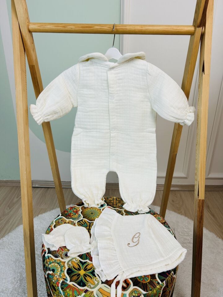 İsme Özel Nakış İşlemeli 4katlı Müslin Hastane Çıkışı