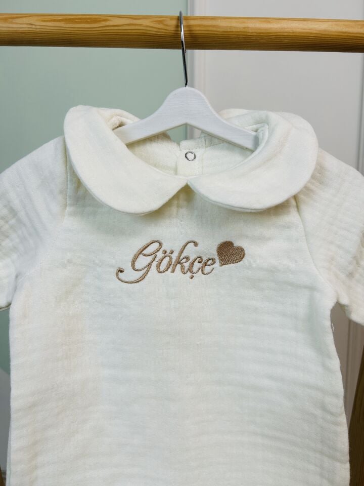 İsme Özel Nakış İşlemeli 4katlı Müslin Hastane Çıkışı