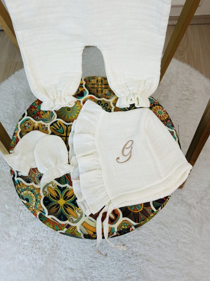 İsme Özel Nakış İşlemeli 4katlı Müslin Hastane Çıkışı