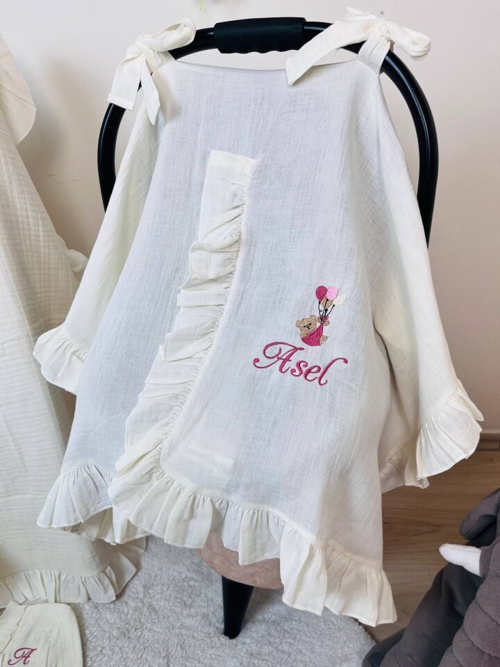 İsme Özel Nakış İşlemeli 4katlı Müslin Hastane Çıkışı