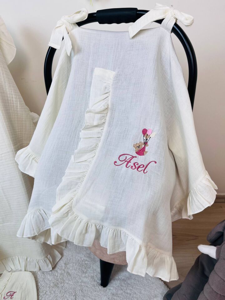 İsme Özel Nakış İşlemeli 4katlı Müslin Hastane Çıkışı