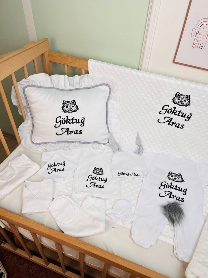 Avantajlı 12 Parça Kurt Desen Nakışlı Set