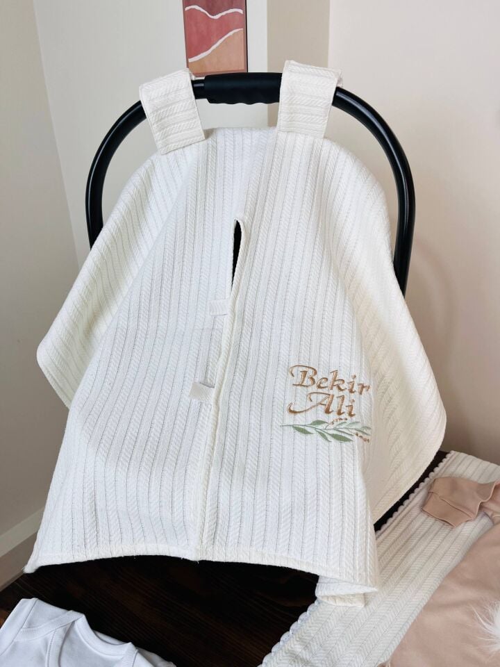 Nakışlı Hastane Çıkış Seti Yastıklı Ve Puset Örtüsü