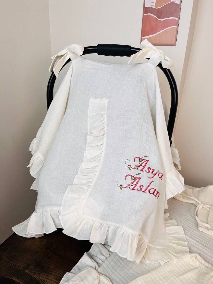 İsme Özel Nakış İşlemeli 4katlı Müslin Hastane Çıkışı