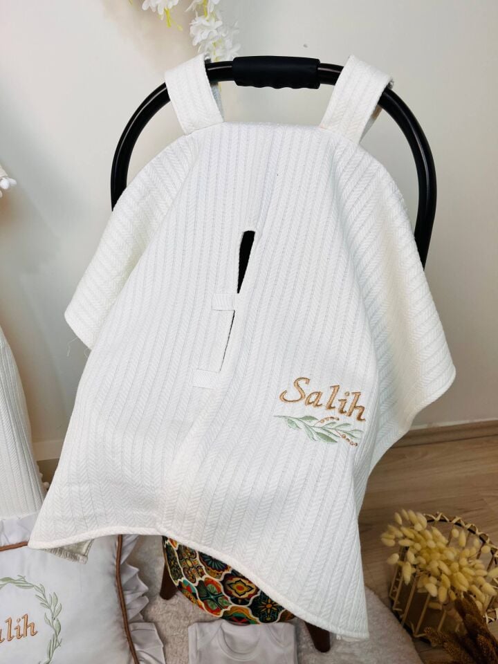 Nakışlı Hastane Çıkış Seti Yastıklı Ve Puset Örtüsü