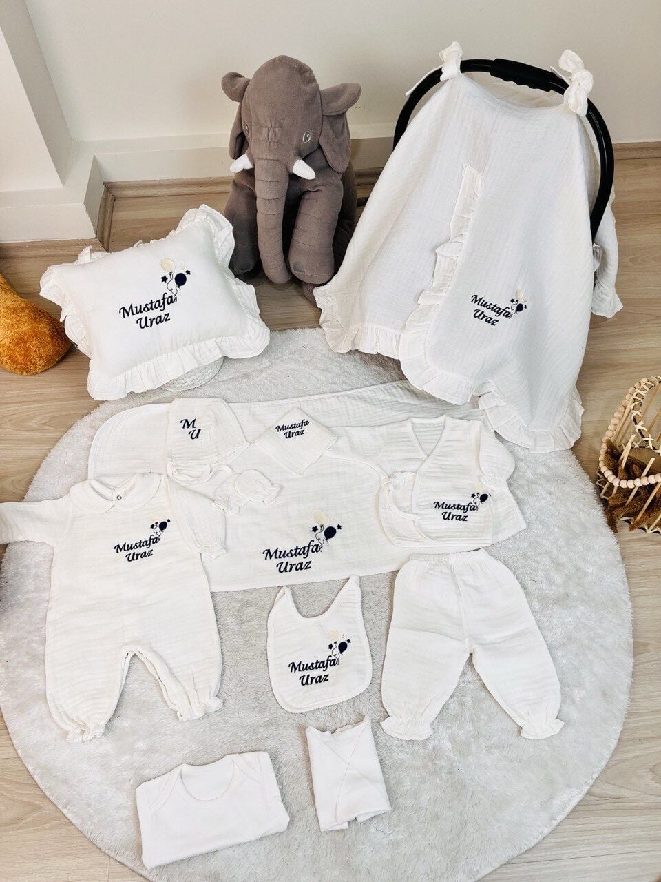 Nakış İşlemeli Müslin Hastane Çıkışı 12 Parça