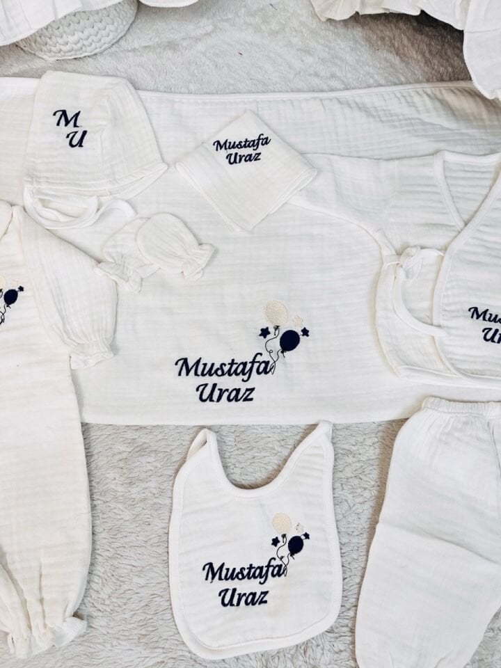 Nakış İşlemeli Müslin Hastane Çıkışı 12 Parça