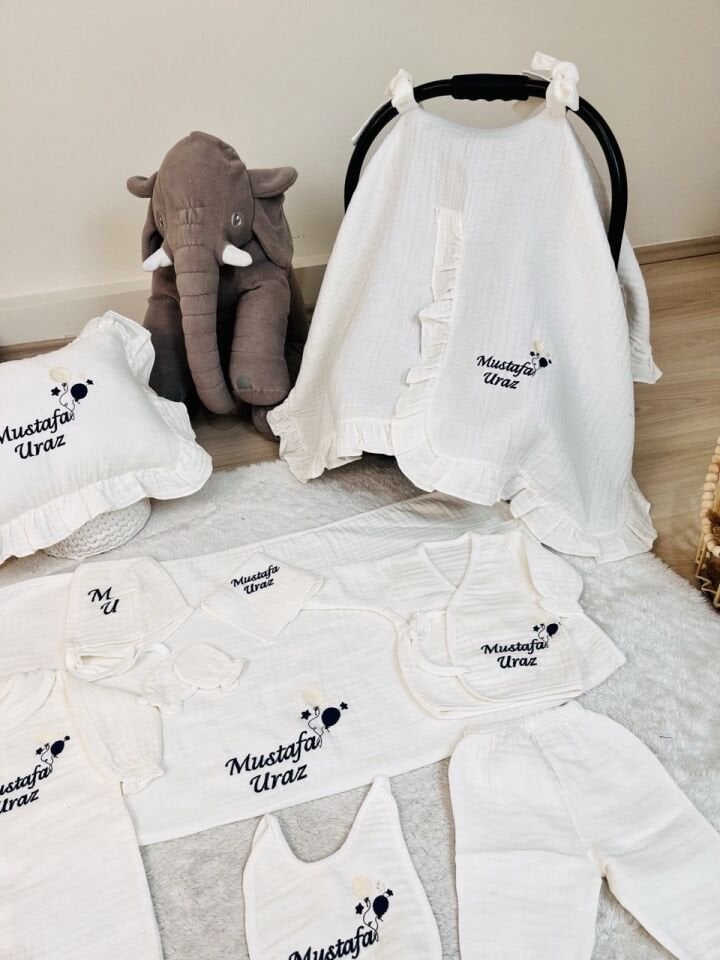 Nakış İşlemeli Müslin Hastane Çıkışı 12 Parça