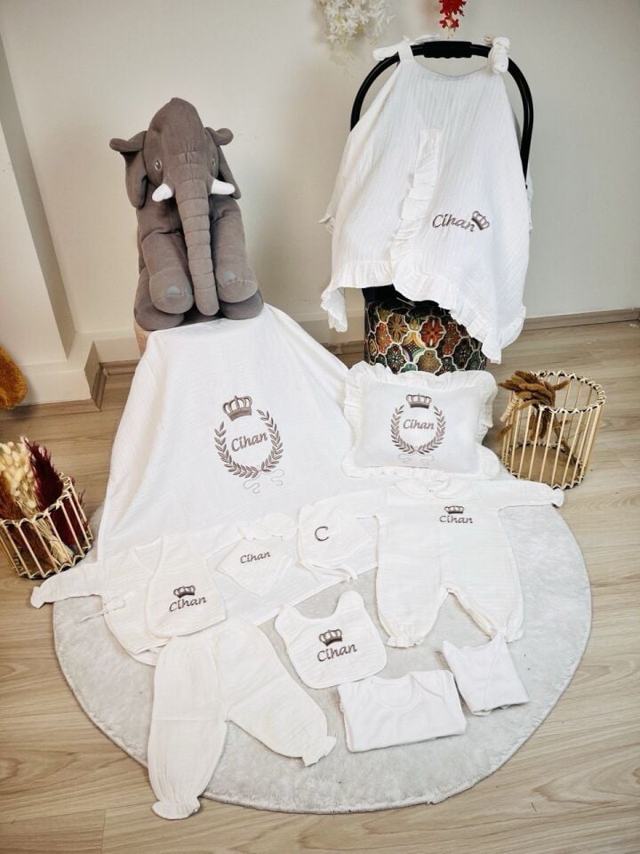 Nakış İşlemeli Müslin Hastane Çıkışı 12 Parça