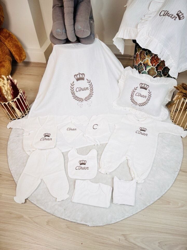 Nakış İşlemeli Müslin Hastane Çıkışı 12 Parça