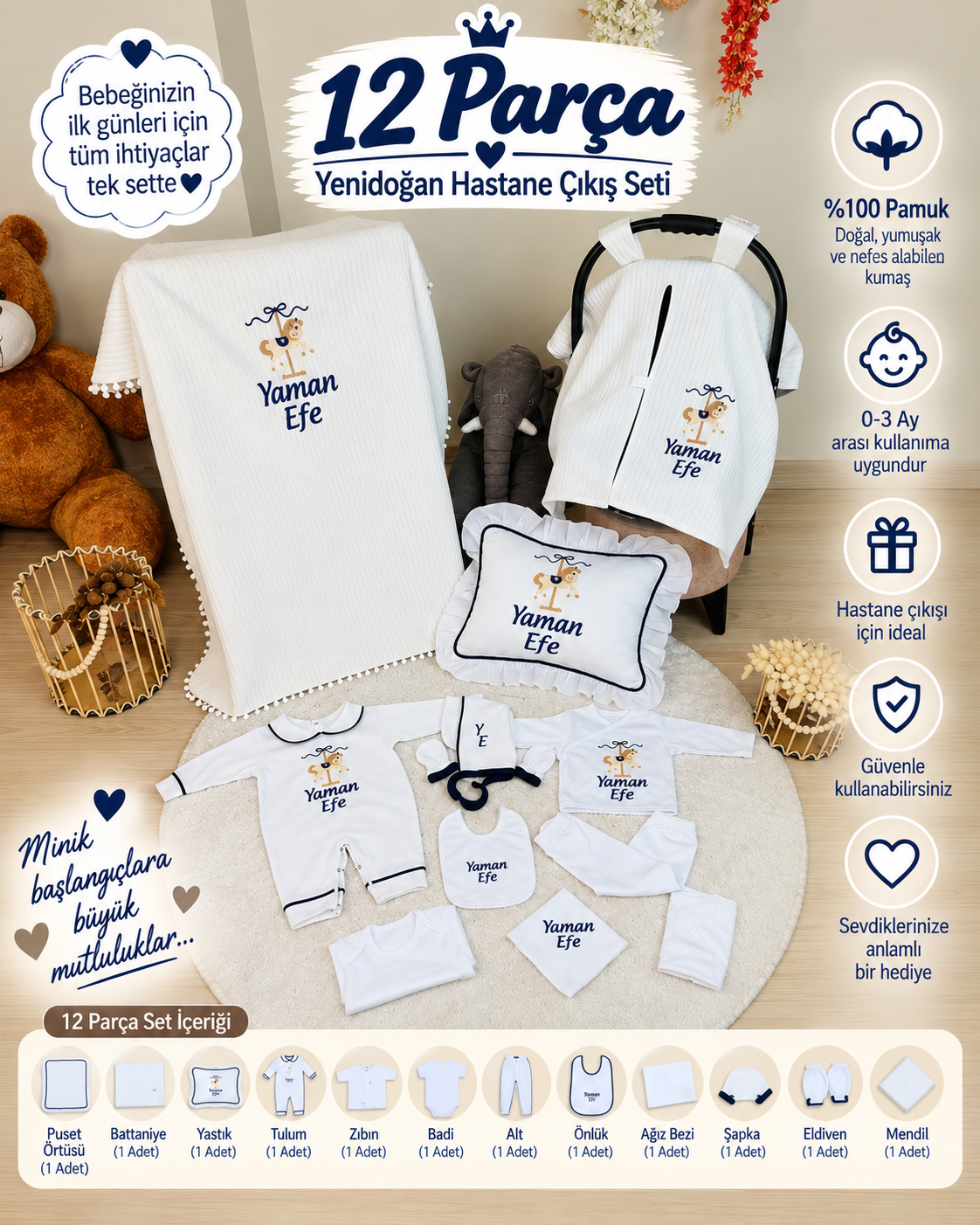 Atlı Karınca Konseptli Nakışlı Set 12 Parça