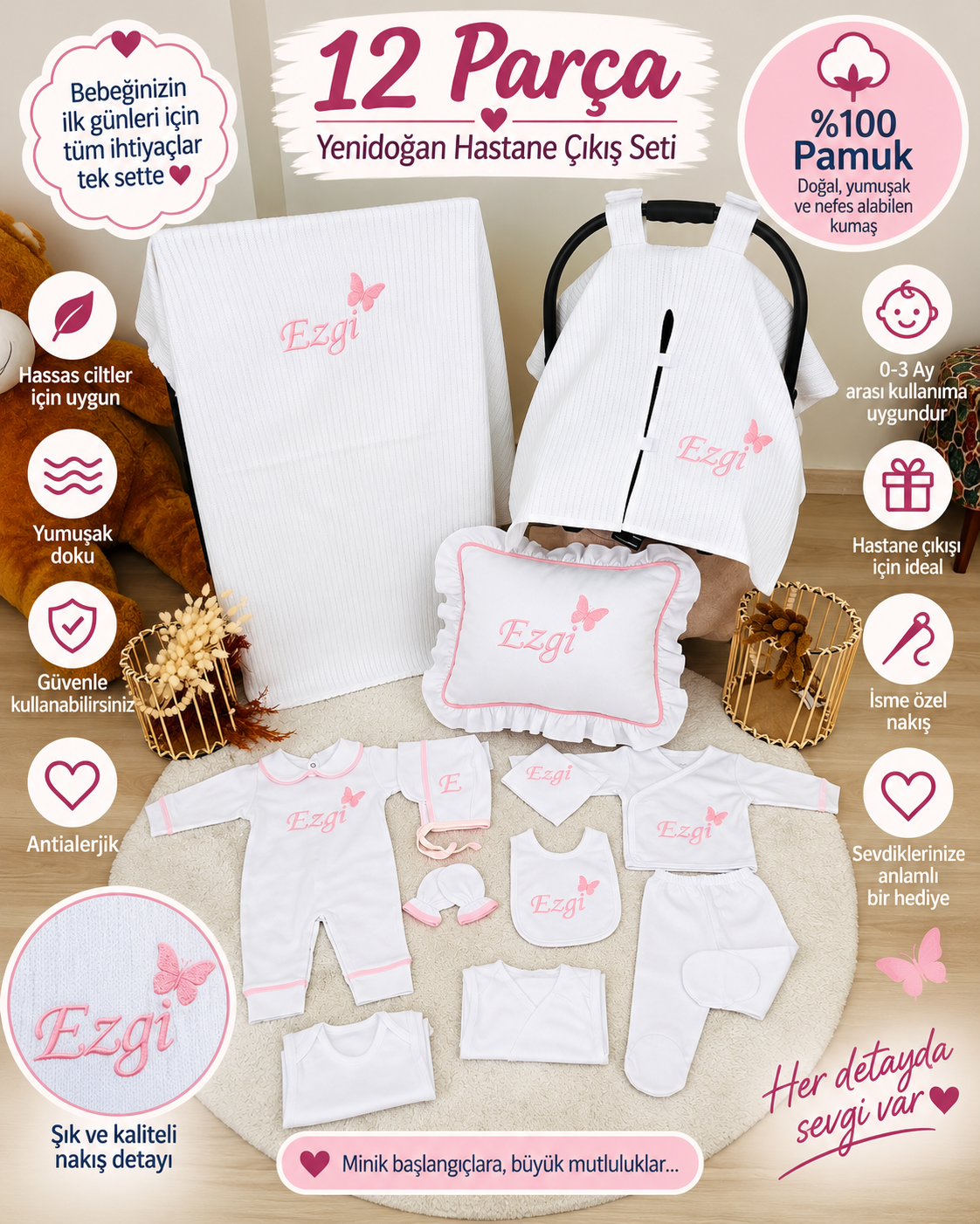 Zarif Pembe Set
